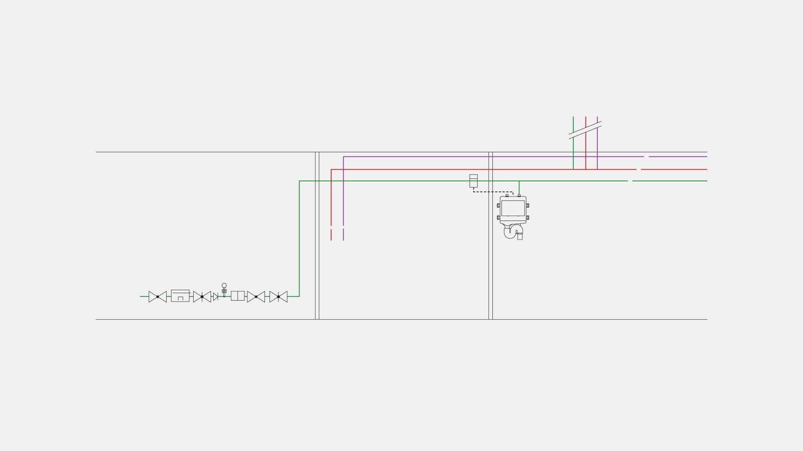Example of drinking water piping for the sanitary flush temperature flush mode Example of drinking water piping for the sanitary flush temperature flush mode